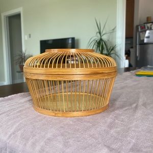 Vintage Bamboo Basket with Top
